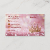 Girly Business Trendy Glitter Elegant Crown QRCode 名刺 (正面)
