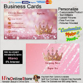 Girly Business Trendy Glitter Elegant Crown QRCode 名刺