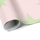 Girly Celestial Pastel Pink & Green Stars Pattern ラッピングペーパー (ロールコーナー)