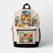 Girly Chic Crazy Cat Lady プリントバックパック (正面)