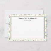 Girly Chic Pastel Pink Blue Flowers Pattern ノートカード (正面)