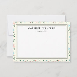 Girly Chic Pastel Pink Blue Flowers Pattern ノートカード