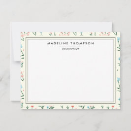 Girly Chic Pastel Pink Blue Flowers Pattern ノートカード