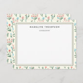 Girly Chic Pastel Pink Blue Flowers Pattern ノートカード (正面/裏面)