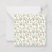 Girly Chic Pastel Pink Blue Flowers Pattern Square ノートカード (裏面)