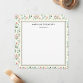 Girly Chic Pastel Pink Blue Flowers Pattern Square ノートカード (正面/裏面インサイチュ)