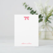 Girly Chic Pink Bow Custom Stationery ポストカード (スタンド正面)