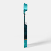 Girly Chic Teal Gold Agate Geode Monogram iPhoneケース (左側面)