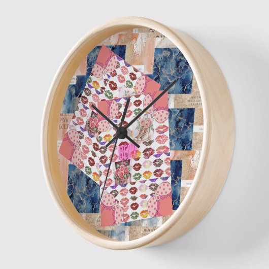  girly clock Rose Gold Blush Pink  壁時計 (傾斜)