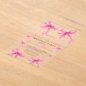 Girly Coquette Bow Sweet 16 Birthday Blush Pink  アクリル招待状 (レイダウン)
