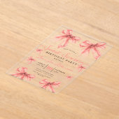 Girly Coquette Bow Sweet 16 Birthday Rose Gold アクリル招待状 (レイダウン)