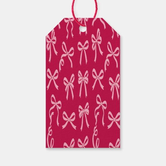 Girly Coquette Pink Bows Pattern ギフトタグ (裏面)