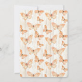 Girly Cream Peach Butterflies Birthday 招待状 (裏面)