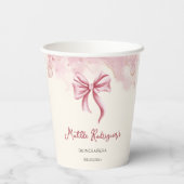 Girly Cream Pink Bow Quinceanera Party 紙コップ (裏面)