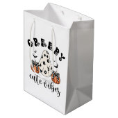 Girly Creepy Cute Vibes Coquette Ghost & Pumpkin  ミディアムペーパーバッグ (裏面アングル)