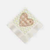 Girly cute calligraphy heart pattern Green Brown 縁ありカクテルナプキン (角)