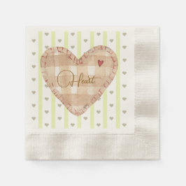 Girly cute calligraphy heart pattern Green Brown 縁ありカクテルナプキン