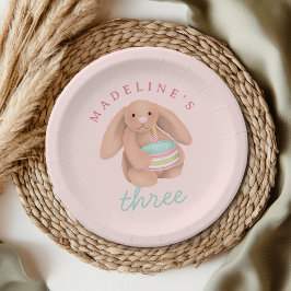 Girly Cute Pink Bunny Cake Girls Birthday  ペーパープレート