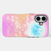 Girly Cute Pink Floral Fantasy Monogram Case-Mate iPhoneケース (裏面 (横))