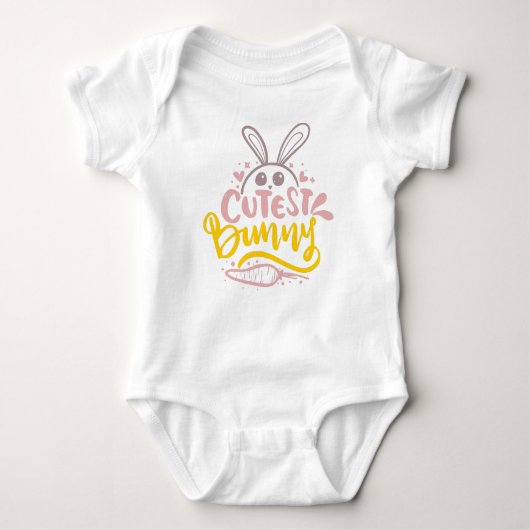 Girly Cutest Bunny Easter Rabbit Quote Baby Bodysu ベビーボディスーツ (正面)