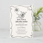 Girly Doodle Graduation Pool Party 招待状 (スタンド正面)