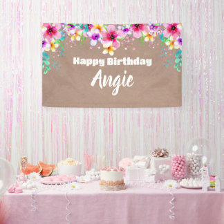 Girly floral craft party banner backdrop 横断幕