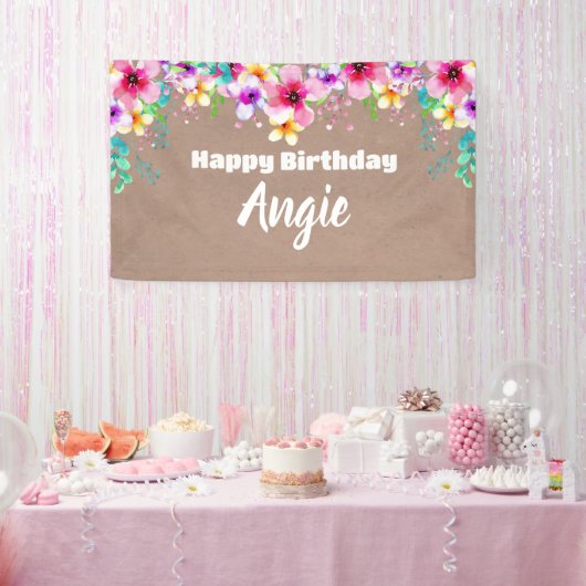 Girly floral craft party banner backdrop 横断幕 (パーティー)