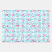 girly gingham check pattern ラッピングペーパーシート (正面3)