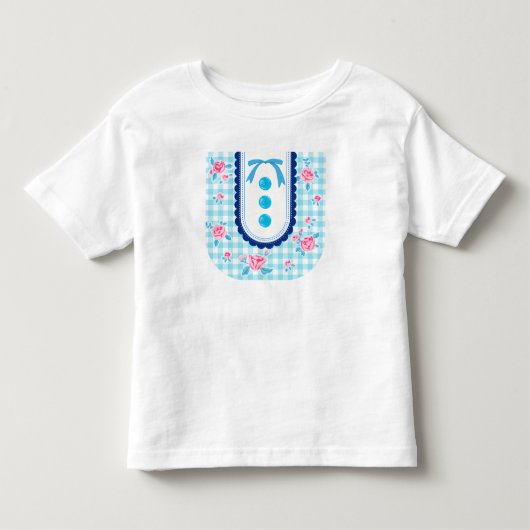 Girly gingham check pattern with cute ribbon トドラーTシャツ (正面)
