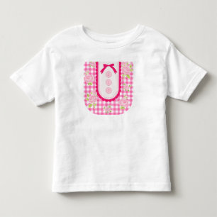 Girly gingham check pattern with cute ribbon トドラーTシャツ