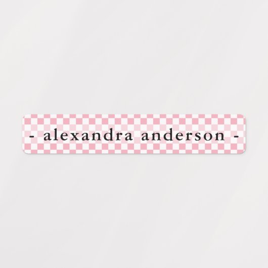 Girly Gingham Kids Name  ラベル (デザイン1)