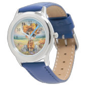 Girly Giraffe wearing polka dot bow 腕時計 (アングル)