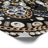 girly glam art deco black gold bohemian  ポスター (角)