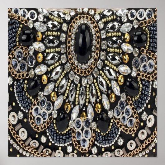 girly glam art deco black gold bohemian  ポスター (正面)