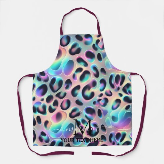 Girly Glam Opal Leopard Print All-Over Print Apron エプロン (正面)