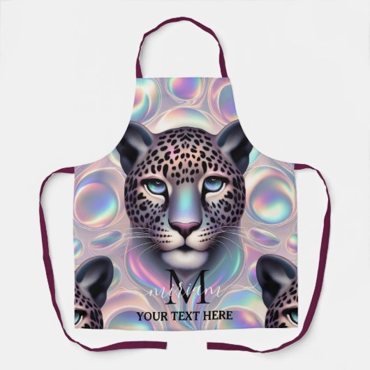 Girly Glam Opal Leopard Print All-Over Print Apron エプロン (正面)