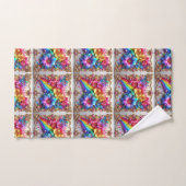 Girly Glitter Rainbow Flowers Towel Set バスタオルセット (ハンドタオル)