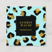 Girly Glittery Gold Aqua Leopard print Luxury スクエア名刺 (正面)