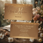 Girly Gold Glitter Beautician Skin Nail Expertise  名刺