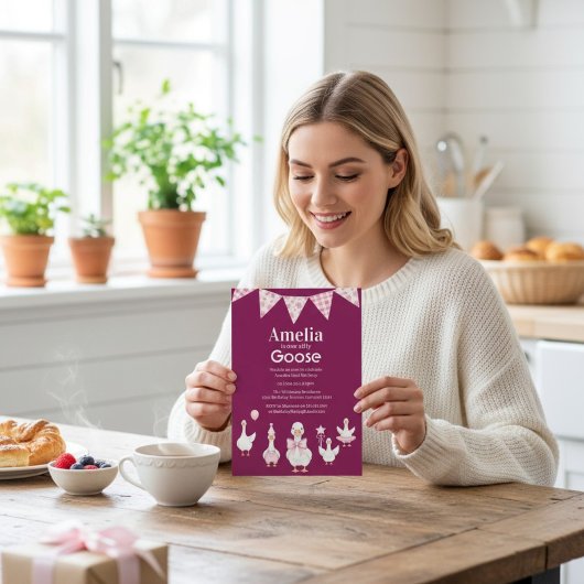 Girly Goose Birthday Party Invitation 招待状