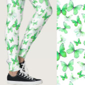 Girly green butterfly whimsical patterned レギンス