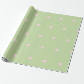 Girly Green & Pink Polka Dots Pastel Pattern ラッピングペーパー (アンロールド)