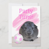 Girly Guinea Pig Pink Soccer Ball Template 招待状 (正面)