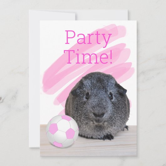 Girly Guinea Pig Pink Soccer Ball Template 招待状 (正面)