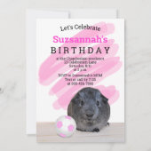 Girly Guinea Pig Pink Soccer Ball Template 招待状 (裏面)