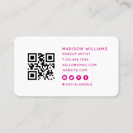 Girly Hello Beautiful Makeup Artist Beauty Qr Code 名刺 (裏面)