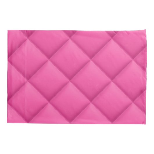 Girly Hot Pink Faux Quilted Diamond Pattern 枕カバー (裏面-左)