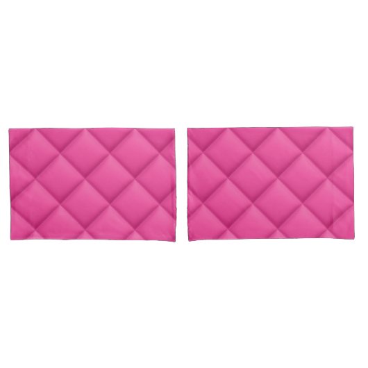 Girly Hot Pink Faux Quilted Diamond Pattern 枕カバー (フロントセット)