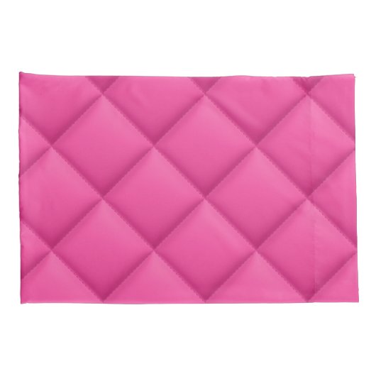 Girly Hot Pink Faux Quilted Diamond Pattern 枕カバー (裏面-右)