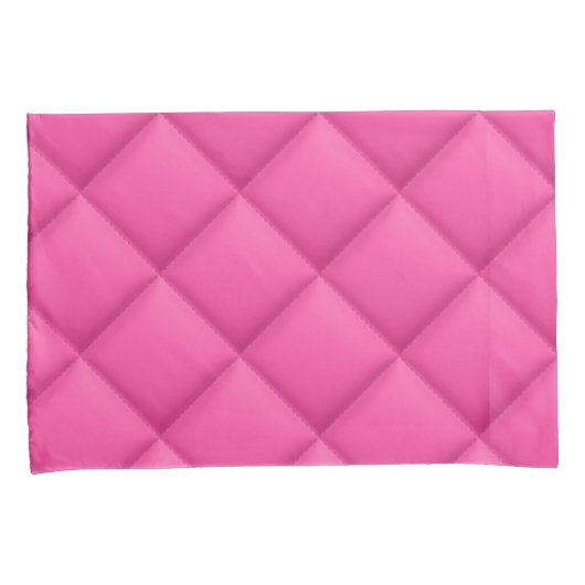 Girly Hot Pink Faux Quilted Diamond Pattern 枕カバー (正面右)